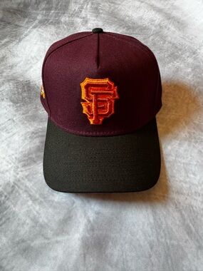 New Era Maroon and Black San Francisco Giants Hat with Orange Logo